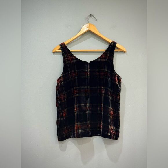 Black J. Crew Plaid Velour Tank Size 2 NWT - Picture 4 of 5